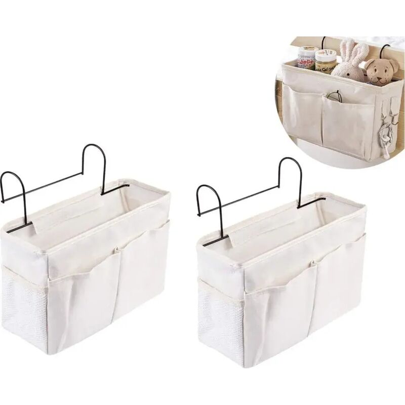 Hängender Bettorganizer mit Metallhaken, Aufbewahrungstasche für das obere Etagenbett, Studentenwohnheim, Nachttischablage für Bücher, Handys,