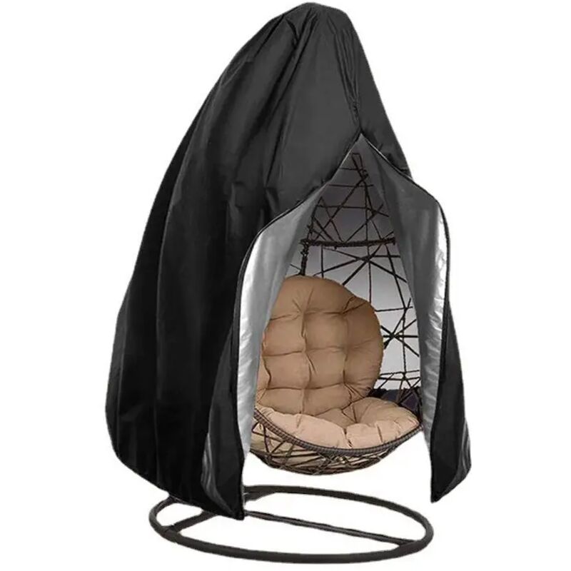 Hängeschaukel für Terrasse und Garten – Wasserdichte Schaukel – Windfeste Schaukel mit Reißverschluss – Schwarze Outdoor-Schaukel