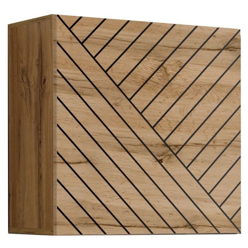 Meublorama - Hängeschrank 60x60cm in Eichenoptik, Tür mit gefräster Oberfläche. Möbelstück für das Wohnzimmer aus der Kollektion switch.