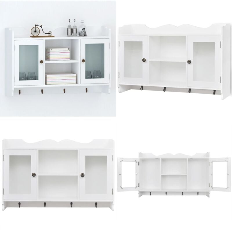 Hängeschrank mdf Weiß - Hängeschrank - Wandregal - Küchenregal - Glasvitrine - Weißes Möbelstück - Home & Living