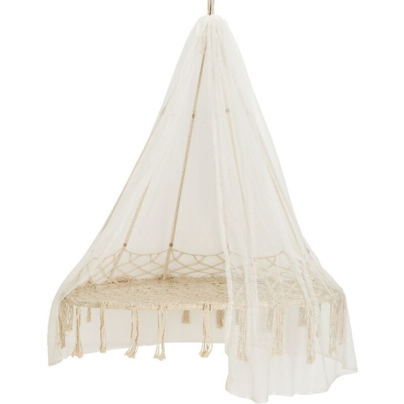 Hängesessel Fey natur mit Holzperlen und Fransen Hängesessel