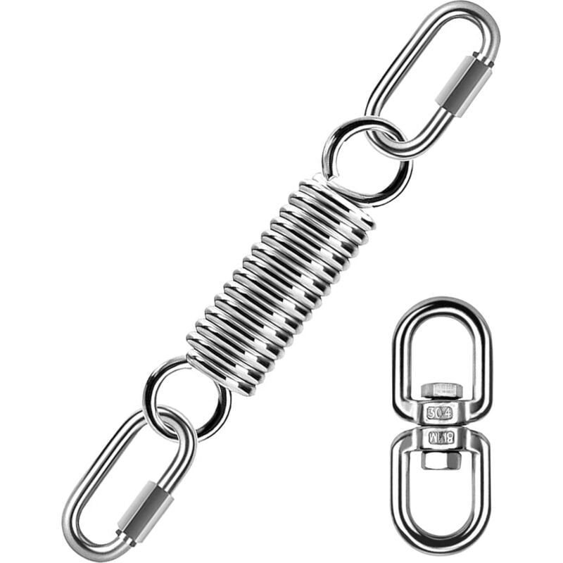 Hängesessel Schwingfeder Stahlfeder 360° Feder mit Drehwirbel und 2 Karabinerhaken, Aufhängefeder Hängesessel Aufhängung bis 250 kg für Hängestuhl,