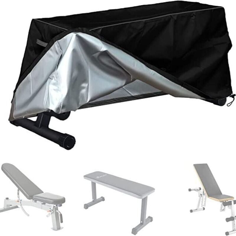 Hantelbank-Abdeckung 150 x 46 x 52 cm, Oxford-Gewebe, wasser- und staubdicht, mit Netzlüftung und Kordelzug, Outdoor-Bank-Abdeckung für