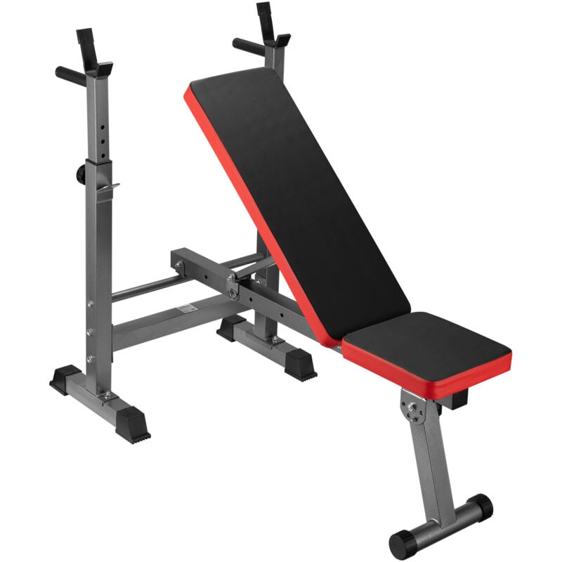 Wiltec Hantelbank klappbar bis 230 kg mit Langhantelablage Multifunktionsbank Schrägbank und Flachbank Gym Bank Verstellbare Trainingsbank für