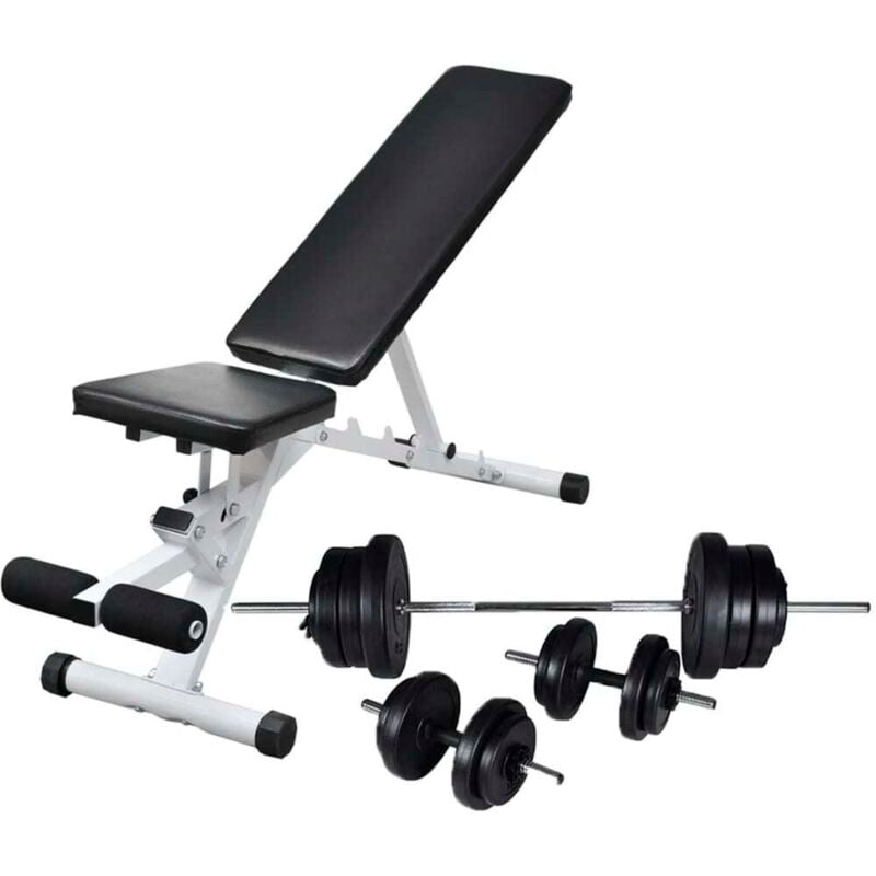 vidaXL Hantelbank mit Langhantel und Kurzhantel Set 60,5 kg