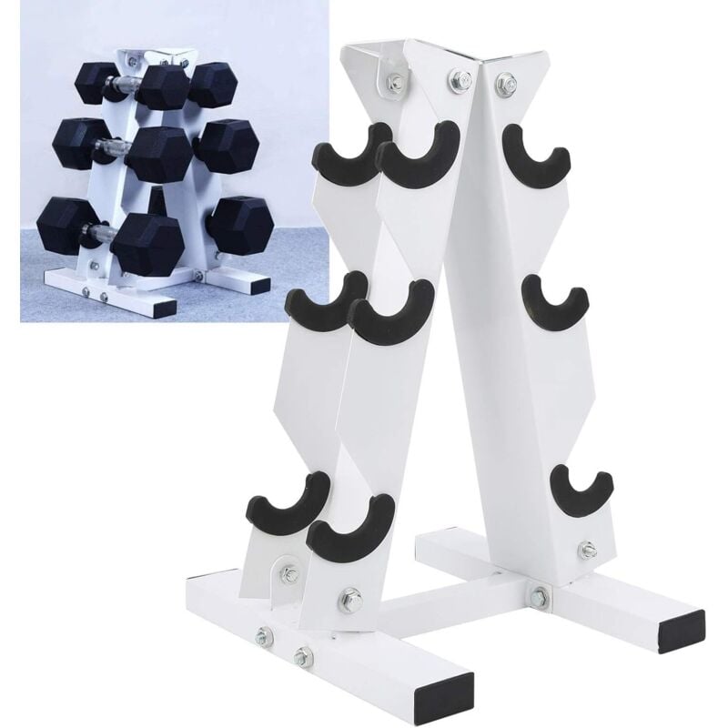 Hantelständer 3-stöckig für Kurzhanteln - Platzsparendes Aufbewahrungsregal für Heimstudio, max. Tragkraft 250 kg - Hantelbank Zubehör, Fitness