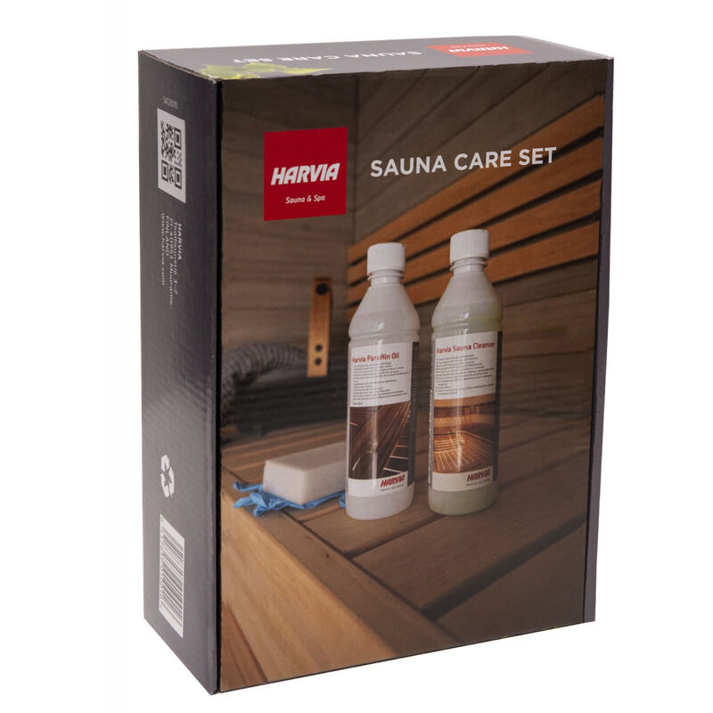 Sauna Care Set Sauna Reinigungsset Paraffinöl, Saunareiniger, Schwamm, Handschuhe - Harvia