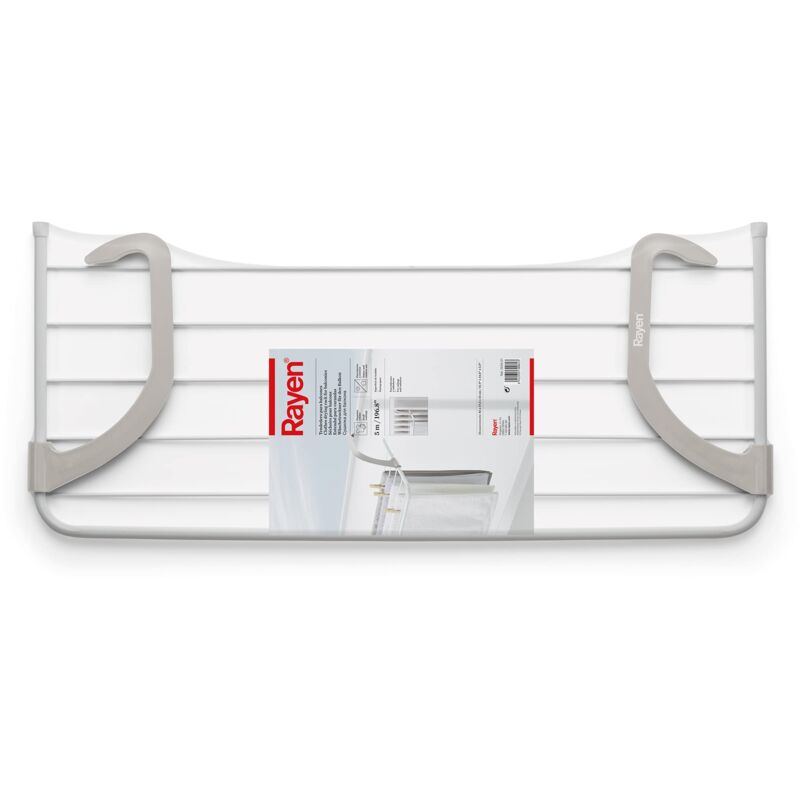 Wäscheleine für Balkone 5 m Trocknungsbereich Wäscheleine für kleine Wäsche für Indoor & Outdoor Maße: 81 x 37,5 x 15 cm Farbe: Weiß & Grau 81 x 37,5