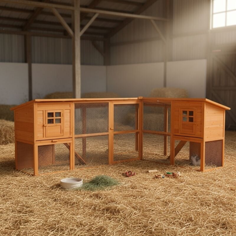 Hasenstall Hühnerstall Kaninchenstall Freigehege Freilauf Käfig Hasen Holz XXL