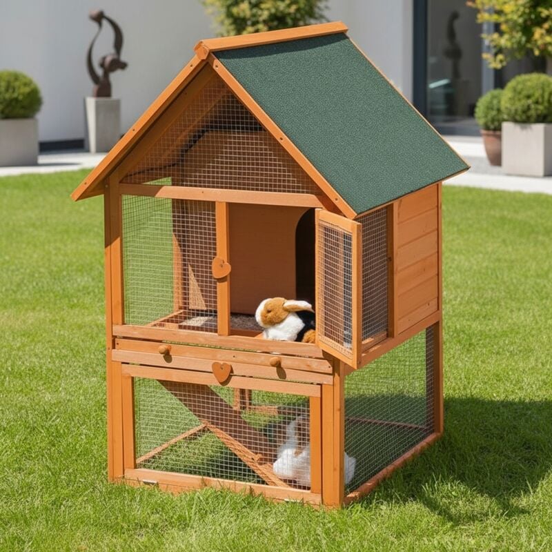 Mucola - Hasenstall Kleintierstall Kaninchenstall Kaninchen Käfig Gehege Stall 2 Etagen x