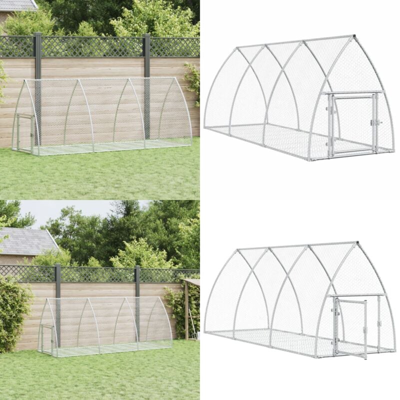 Hasenstall Silbern 300x105x120 cm Verzinkter Stahl - Kaninchendrache - Häschenhaus - Tierheim - Stall Für Kleintiere - Vogelvoliere - Home & Living