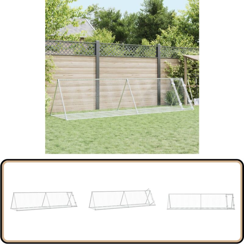 Hasenstall Silbern 400x105x91 cm Verzinkter Stahl - Kaninchendrache - Häschenhaus - Tierheim - Outdoor Stall - Geflügelvoliere