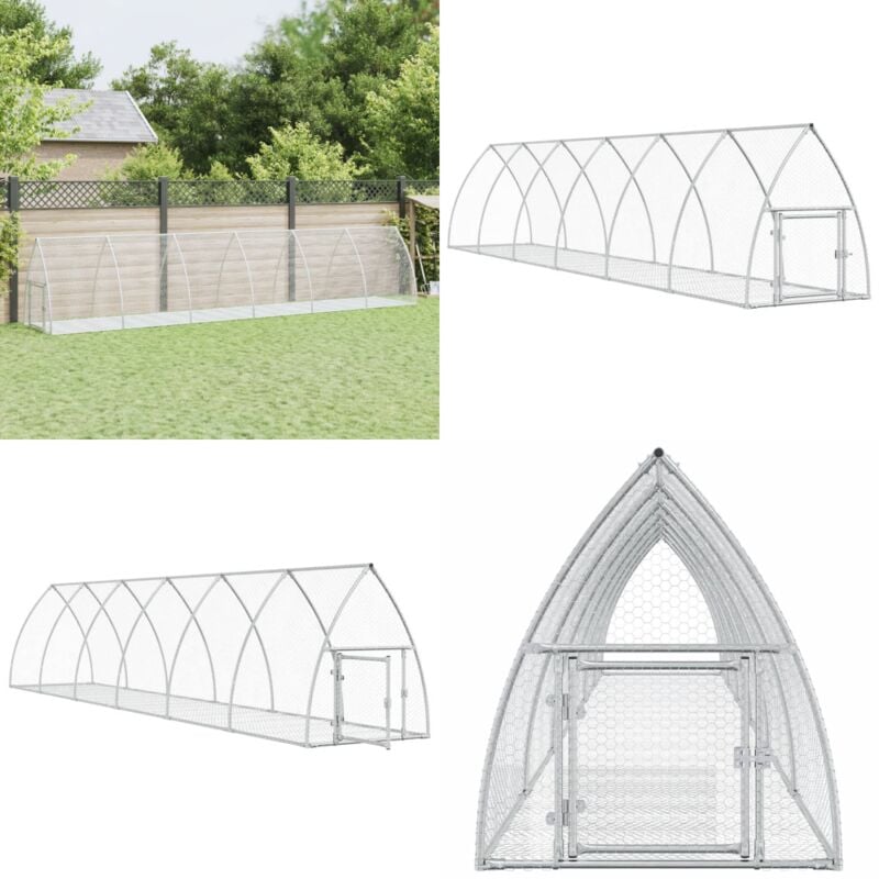 Vidaxl - Hasenstall Silbern 600x105x120 cm Verzinkter Stahl - Kaninchendrache - Häschenhaus - Tierheim - Outdoor Stall - Geflügelvoliere - Home &