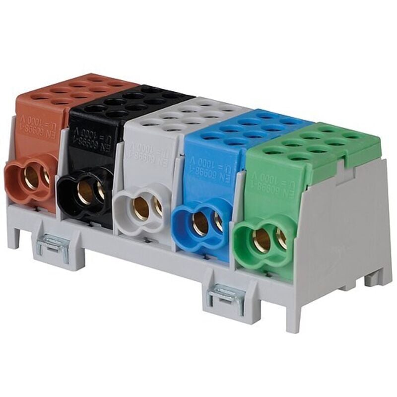 Hauptleitungs-Abzweigklemme 1x braun, schwarz, grau, blau, grün 10x Eingang 25 mm² / 10x Ausgang 16 mm²