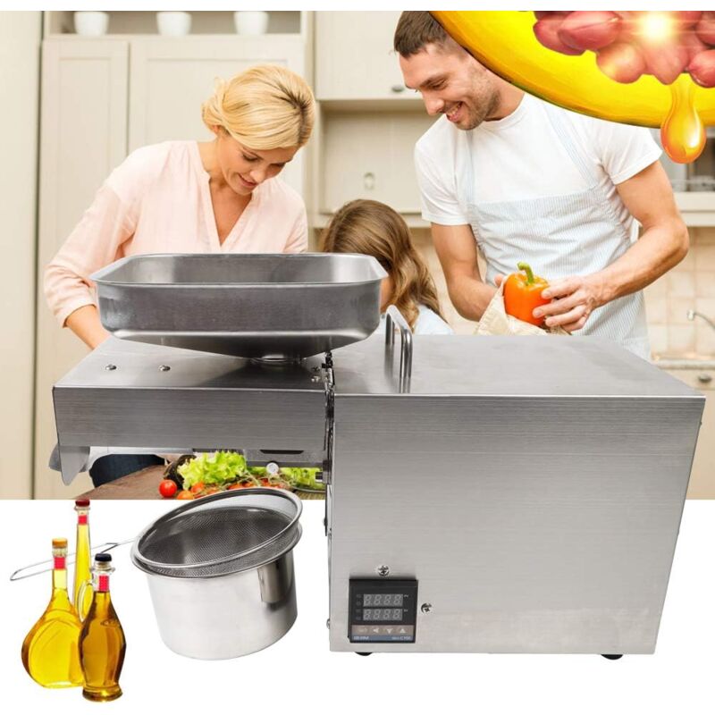 Haushalt Ölmühle Ölpresse Elektrisch Kaltpresse Öl Pressmaschine Automatische Heißpresse Edelstahl Extraktor für Walnüsse Erdnüsse 610W