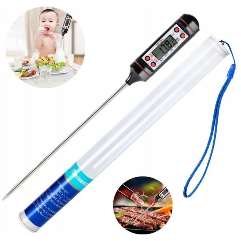 Haushaltsthermometer, elektronisches digitales Lebensmittelthermometer, Schwarz (-50℃~300℃)