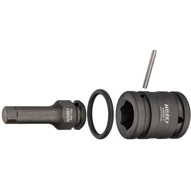 Hazet Schlag-, Maschinenschrauber Schraubendreher-Steckschlüsseleinsatz, Vierkant hohl 12,5 mm (1/2), Innen-Sechskant Profil, Anzahl Werkzeuge: 4