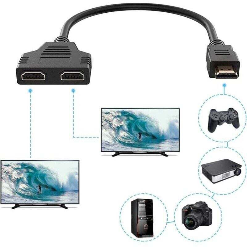 HDMI 1 Stecker auf zwei HDMI 2 Buchsen, XU, HDMI-Splitterkabel-Adapterkonverter für DVD-Player/HDTVs/LCD-Monitore und Projektoren - KZQ
