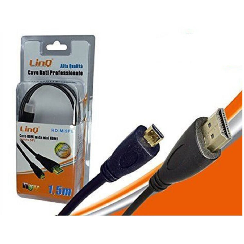 Trade Shop Traesio - Trade Shop - HDMI-auf-Mini-HDMI-Kabel mit C-Stecker, 1080 HD-TV-Adapter, 1,5 m, linq HD-MI5PB -