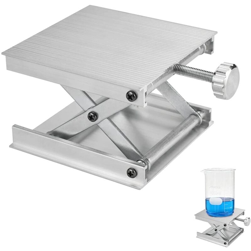 Aougo - Hebebühnenunterstützung aus Aluminiumlegierung, Labor-Hebetische, 9 x 9 x 2,5 cm, verstellbare Labor-Hebebühne für Labore für biochemische