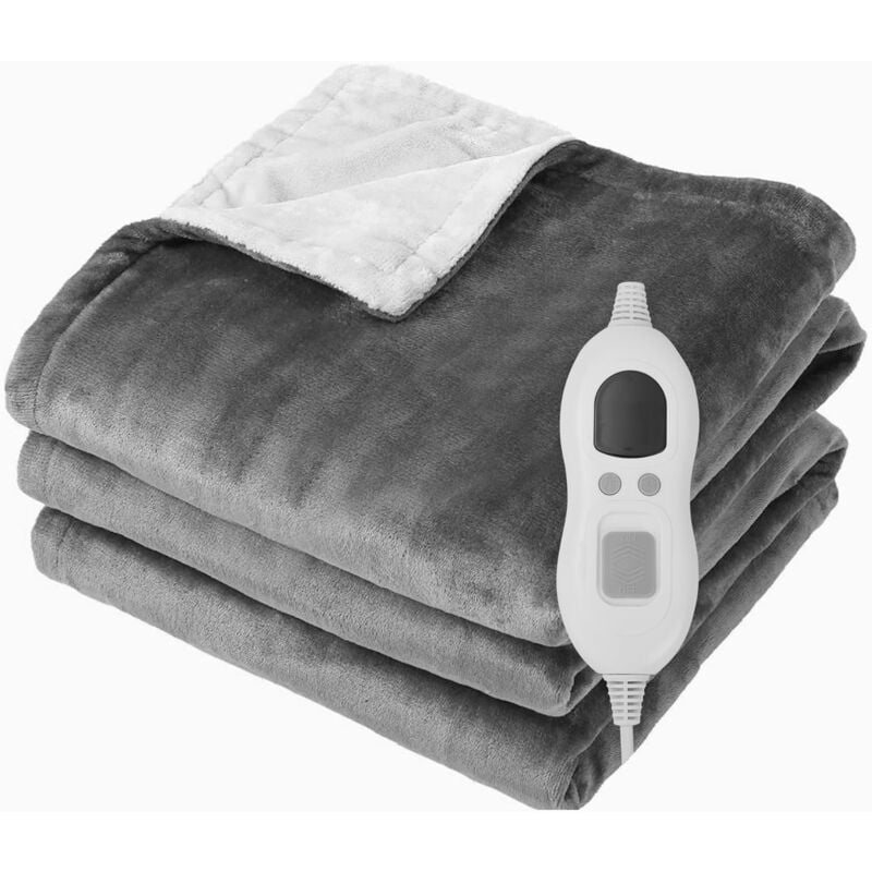 Heizdecke 130 x 180 cm, 1-Personen-Heizdecke mit 6 Heizeinstellungen und 8-Stunden-Abschaltautomatik, maschinenwaschbar für Sofa und Bett