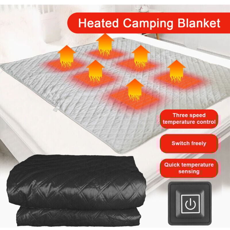 Heizdecke für Camping, beheizte Schlafsackeinlage, USB-betriebene Schlafsackeinlage, 6 Heizzonen Camping-Heizdecke - Heizmatte
