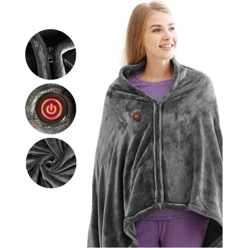 Heizdecke – Heizkissen – Heizunterlage – Individuelle Heizdecke – Heizdecke mit 3 Heizstufen – Flanell – Ideal für Auto, Büro, Zuhause und Reisen –