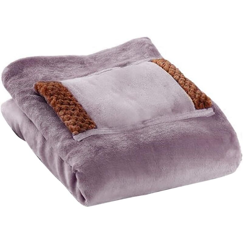 Heizdecke mit Handwärmer, tragbare USB-Heizdecke, weiche Flanell-Heizdecke, maschinenwaschbares Kissen, Heizkissen für Zuhause, 60 × 80 cm (lila)