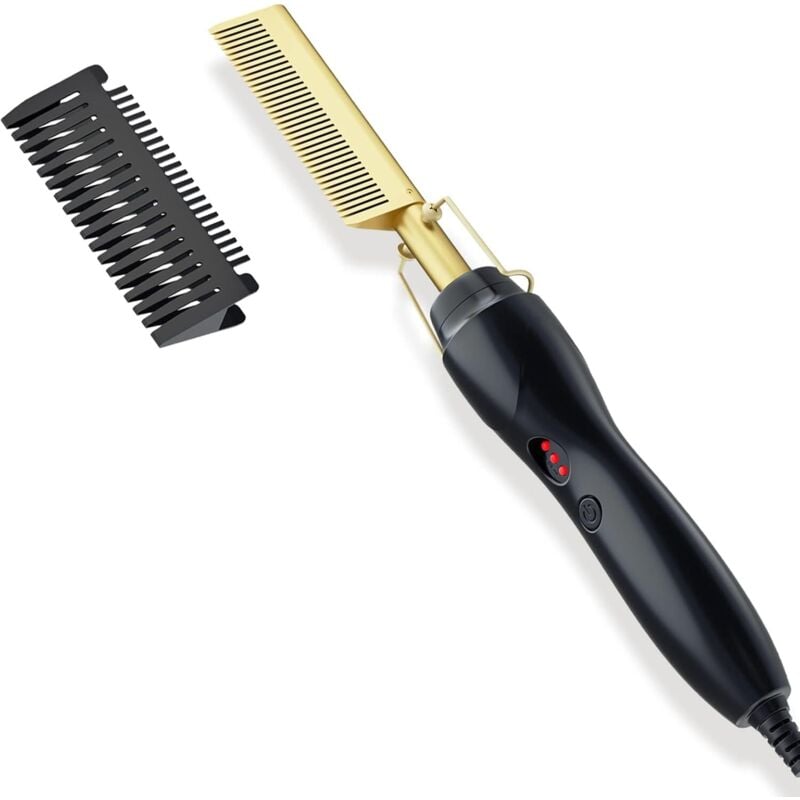 Heizkamm, elektrischer Haarglätter, Verbrühungsschutz, tragbar, beheizte Bartbürste, hohe Temperatur, geeignet für Perücken, Afro-Frisuren und Bärte