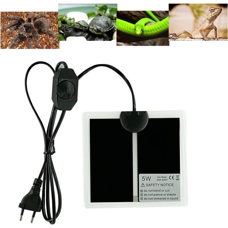 Aiperq - Heizmatte für Reptilien, verstellbares Terrarium-Heizkissen mit Temperaturregelung für Reptilien – Schildkröten, Schlangen, Eidechsen,