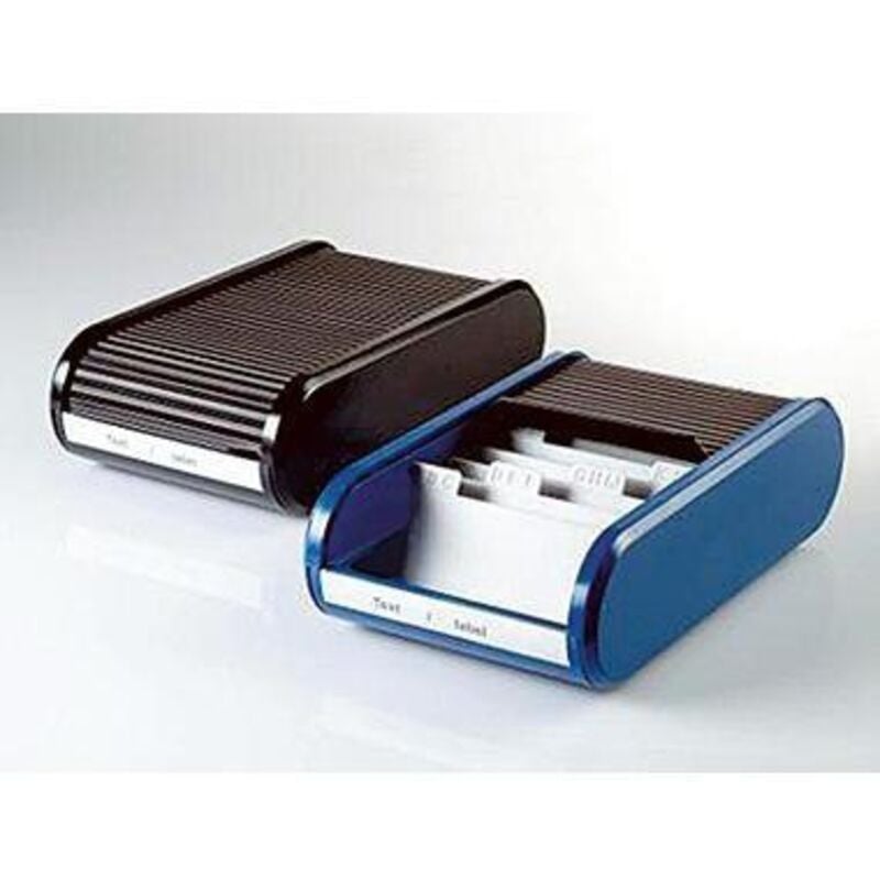 Visitenkartenbox the personal 13,6 x 6,7 x 24,2 cm (b x h x t) 105 x 55 mm (b x h) Polystyrol/Polyethylen/Polypropylen schwarz/blau