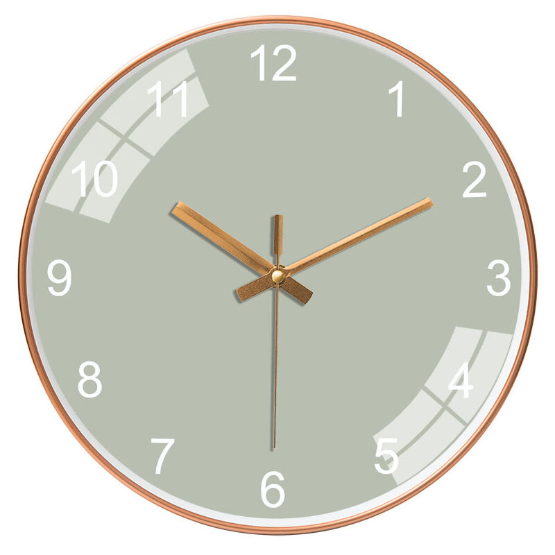 Hellgrün) Leise Wanduhr 12 Zoll Maßstabsfreie runde Uhr für Schlafzimmer Wohnzimmer Einfache Mode Kreative Wanduhr Wanddekoration