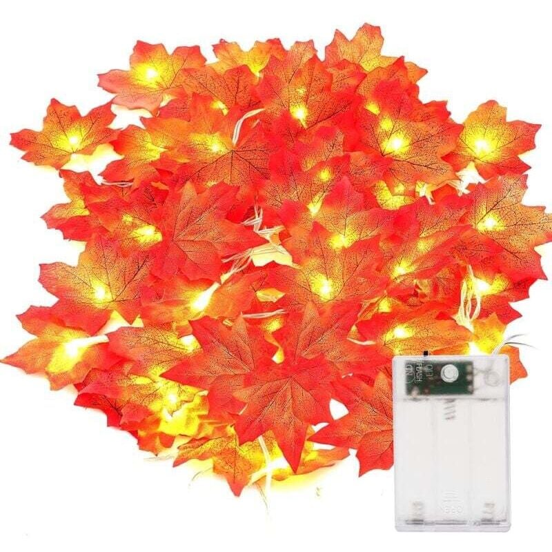 Herbstliche Dekoration: 3 Meter lange Lichterkette mit 20 LEDs, bestehend aus Herbstblättern und Ahornblättern. Die perfekte Dekoration für