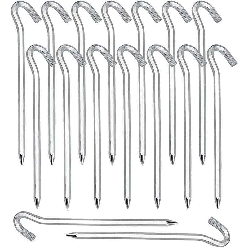 Aiperq - Heringe, 20 Stück Zeltheringe Erdnägel Haken für Zelthering Camping Gartenarbeit Verzinkter Stahl Silber Zeltheringe