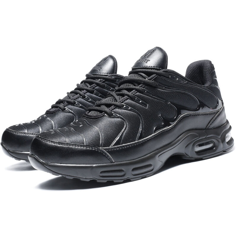 Herren Arbeitsschuhe mit Stahlkappe, leicht, bequem, rutschfest, Sicherheitsschuhe, Schwarz, 42