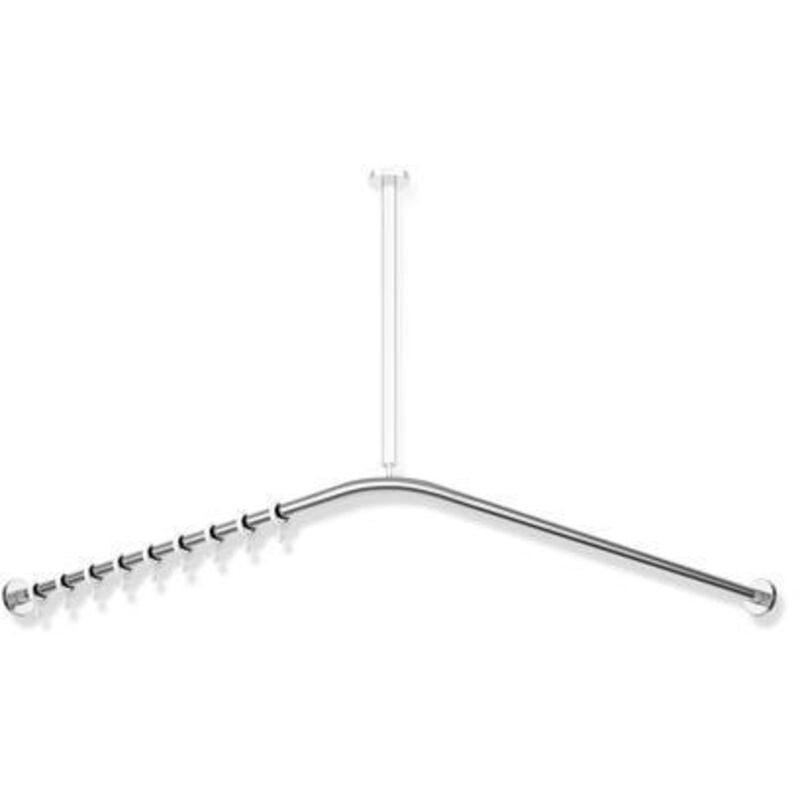 Hewi - System 900 Vorhangstange 900.34.10140 887 x 887 mm, 18 Vorhangringe, Edelstahl verchromt