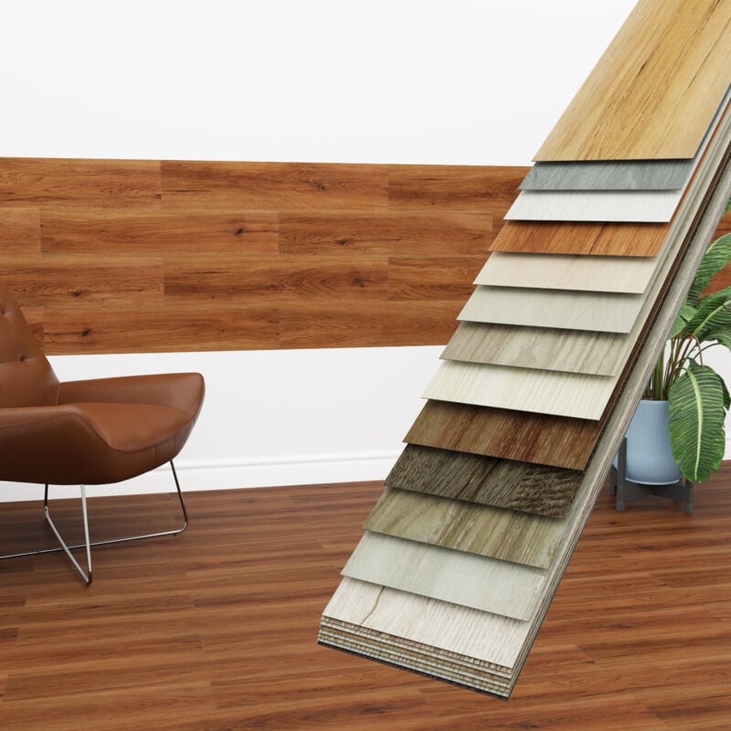 Hexim - Vinyldielen 0,97m² selbstklebend pvc Wandverkleidung Bodenbelag Holzoptik 91x15cm Paneele: 7 Dielen / 0.97 m², 1814-4 Espresso Oak