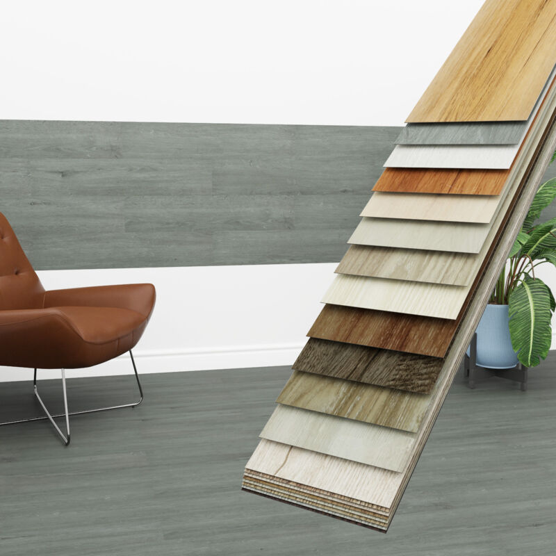Hexim - Vinyldielen 0,97m² selbstklebend pvc Wandverkleidung Bodenbelag Holzoptik 91x15cm Paneele: 7 Dielen / 0.97 m², 1815-3 Urban Grey