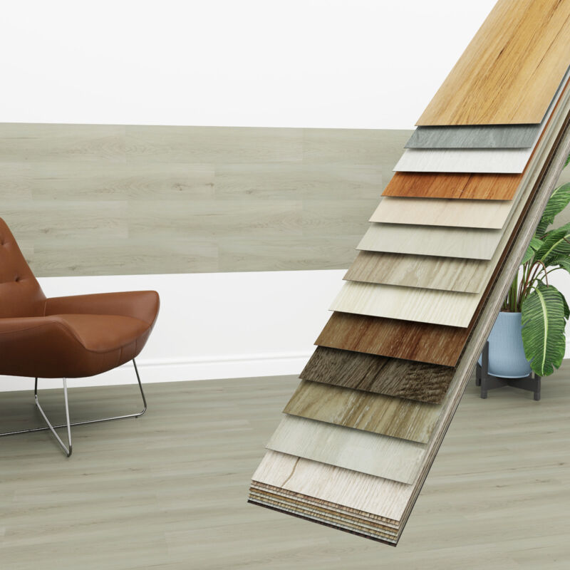 Hexim - Vinyldielen 0,97m² selbstklebend pvc Wandverkleidung Bodenbelag Holzoptik 91x15cm Paneele: 7 Dielen / 0.97 m², 1814-1 Misty Ash