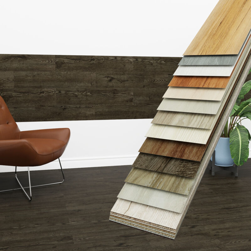 Hexim - Vinyldielen 0,97m² selbstklebend pvc Wandverkleidung Bodenbelag Holzoptik 91x15cm Paneele: 7 Dielen / 0.97 m², 1804-13 Dark Walnut