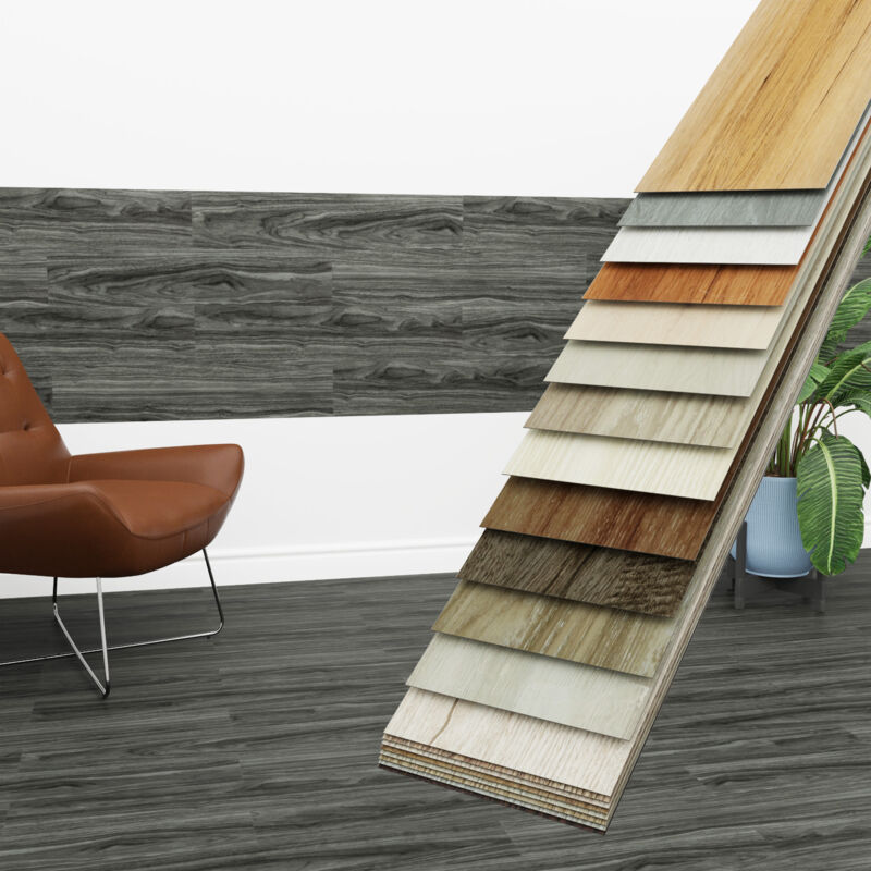 Hexim - Vinyldielen 0,97m² selbstklebend pvc Wandverkleidung Bodenbelag Holzoptik 91x15cm Paneele: 7 Dielen / 0.97 m², 4101-28 Charcoal Oak