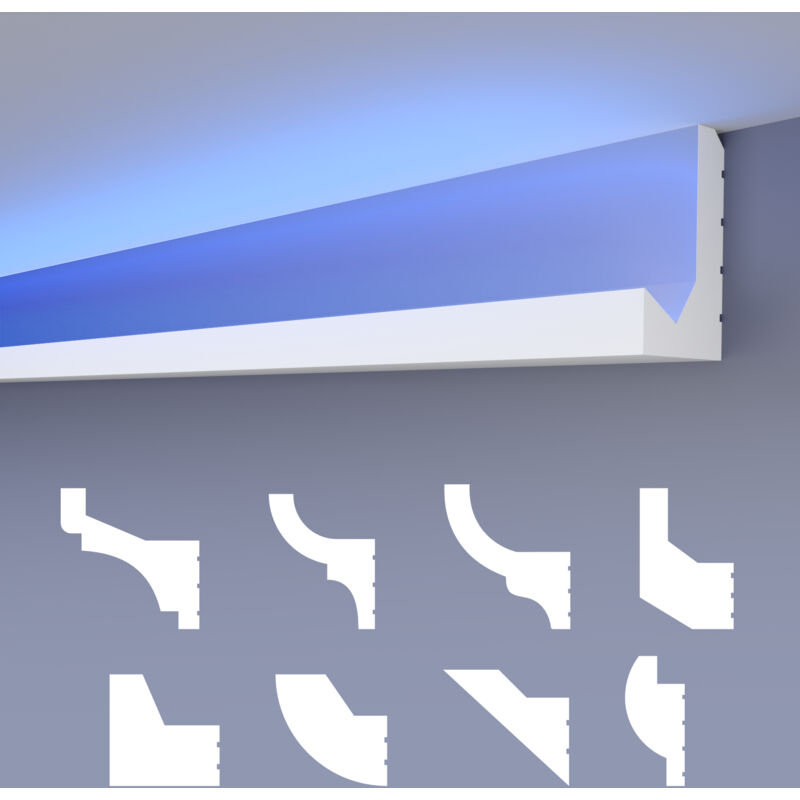 Heximo - led Stuckleisten klassisch, indirekte Beleuchtung Deckenleisten xps Styropor: 1.7 Meter / 1 Leiste, HLED-29 - 35x65 mm