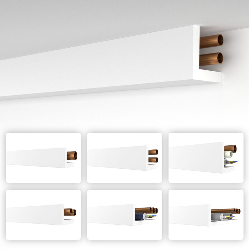 Rohrabdeckung xps Heizungsrohr Abdeckung Verkleidung Winkelprofil Eckleisten: HRA-2 - 67x67 mm, 30.6 Meter / 18 Leisten - Heximo