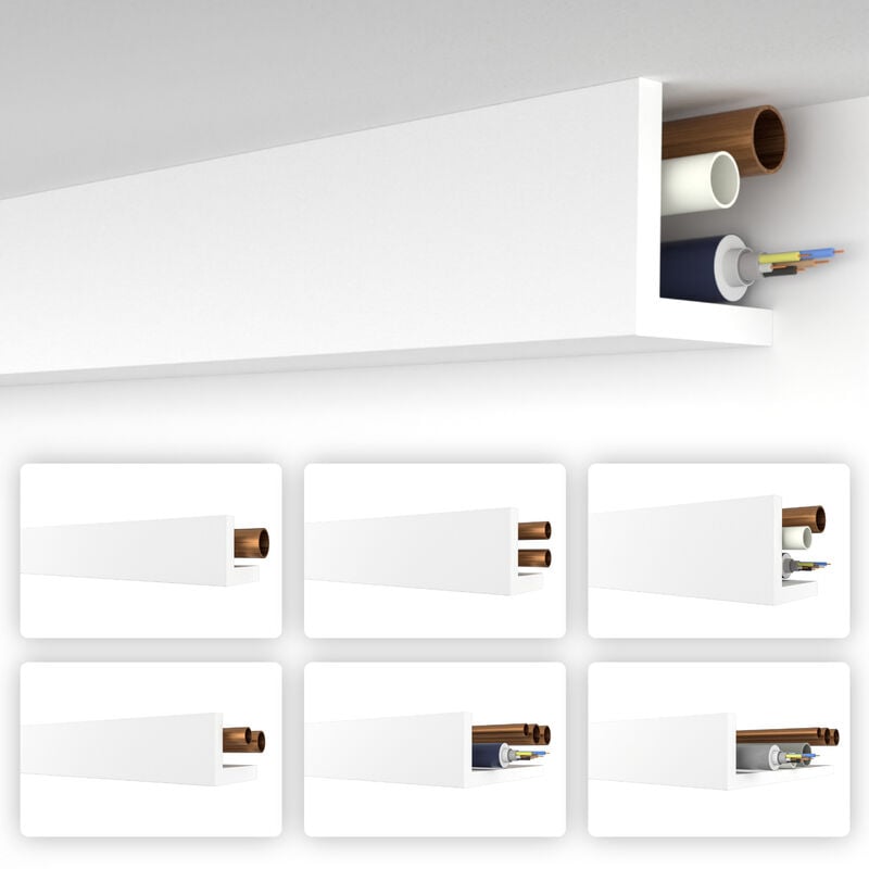 Rohrabdeckung xps Heizungsrohr Abdeckung Verkleidung Winkelprofil Eckleisten: HRA-3 - 89x89 mm, 20.4 Meter / 12 Leisten - Heximo