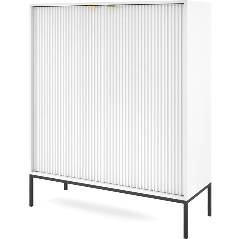 Highboard in weiß, Fußgestell schwarz, NEWCASTLE-160