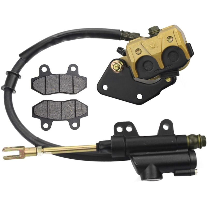 Hinterradbremsensatz mit Hauptbremszylinder und Bremsbelägen für 50ccm, 70ccm, 90ccm, 110ccm und 125ccm Motorräder (Quads und Motocross-Maschinen).