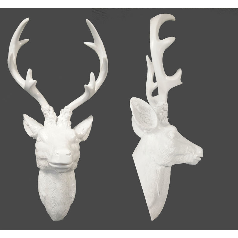 Spetebo - Hirschgeweih weiß - 10 Ender 30x15cm - Hirschkopf Wand Deko Jagd Geweih Skulptur