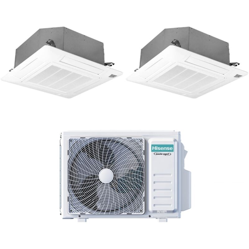 Dual Split Inverter Kassetten-Klimagerät 9+12 mit 2AMW42U4RGC R-32 Wi-Fi Optional 9000+12000 mit Fernbedienung und Panel inklusive - Hisense