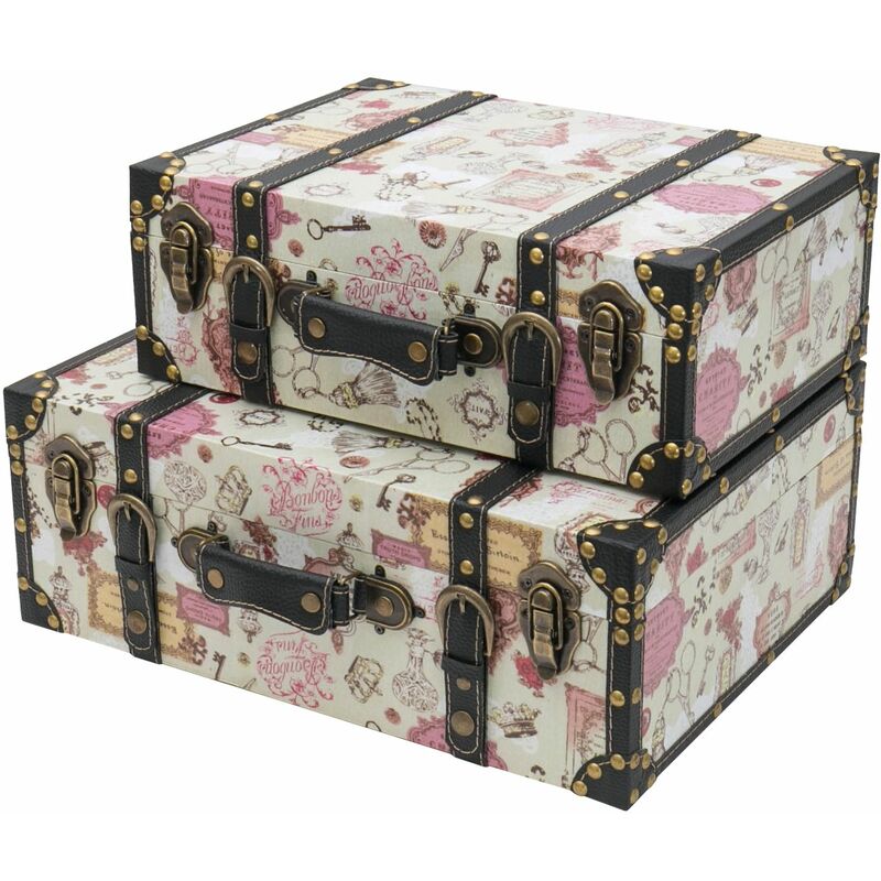 HMF VKO105 Holzkoffer im Vintage-Design, Barock, 2er Set