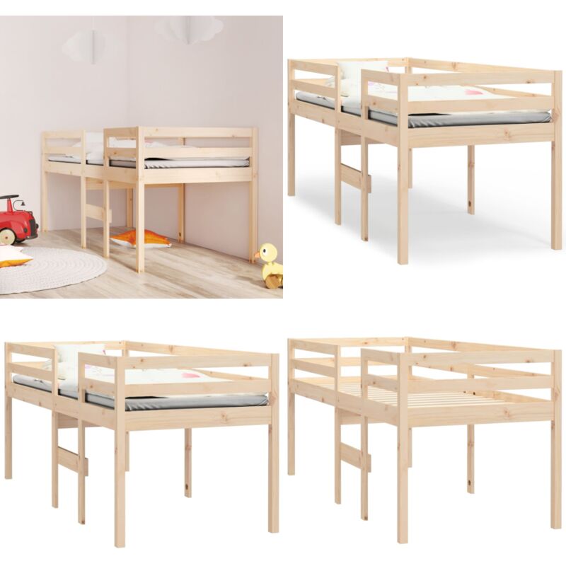 Hochbett 80x200 cm Massivholz Kiefer - Kinderbett - Hochbett - Jugendzimmer - Kiefernholz - Massivholzbette - Home & Living